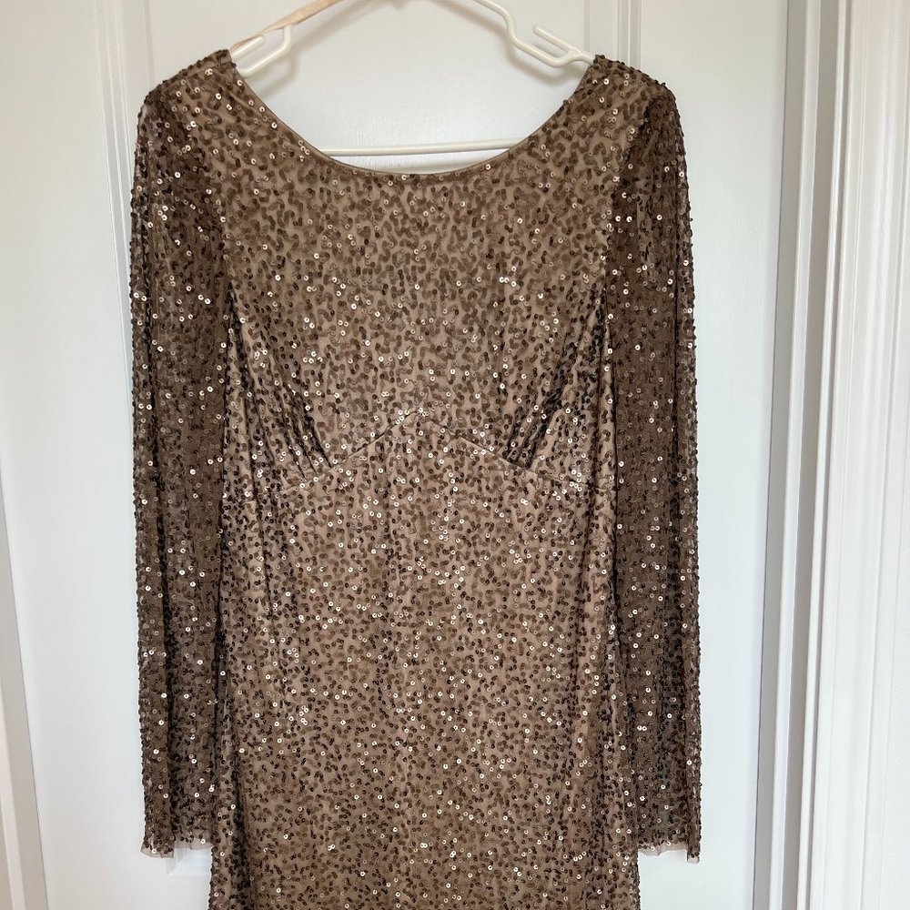 Adrianna Papell Evening Sequined Dress, Bronze